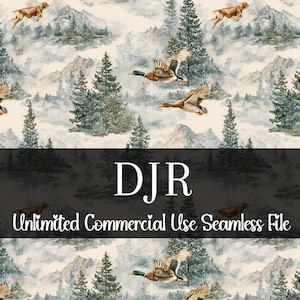 Seamless Mallard Duck Pattern | Watercolor Ducks | Hunting Dog Backgrounds Seamless File | Repeating Pattern | Digital Paper Nature  Pattern
