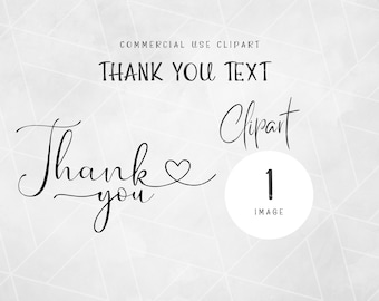 Script Thank You With Heart Clipart | Thank You PNG | Thank You Card Clipart | Script Text Clipart | Cursive Text Clipart | Thank You Tag