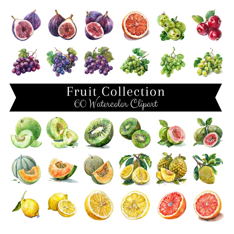 Watercolor Fruits Clipart Bundle | Farm Clipart | Watercolor Clipart ...