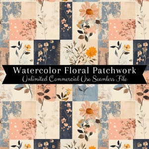 Frühling Pastell Floral Nahtlos | Patchwork Quilt Muster | Datei Farmhouse Quilted Colorblocking | Digitales Papier Wiederholbare Volkskunst