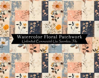 Spring Pastel Floral Seamless | Patchwork Quilt Seamless Pattern | File Farmhouse Quilted Colorblocking | Digital Paper Repeatable Folk Art