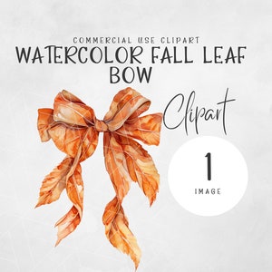 Puede incluir: Clipart de lazo de hoja de otoño acuarela. Un lazo marrón hecho de hojas de otoño.