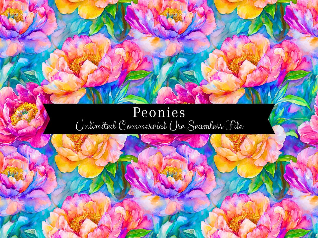 Pink Peony Seamless Pattern | Watercolor Peony Floral Digital Paper ...