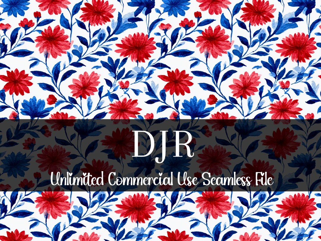Watercolor Floral Seamless | Red White & Blue Pattern | Patriotic ...