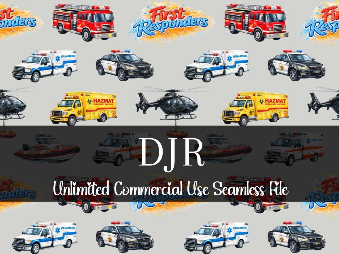 First Responders Seamless | Fire Truck Pattern | Police Car | Paramedic ...