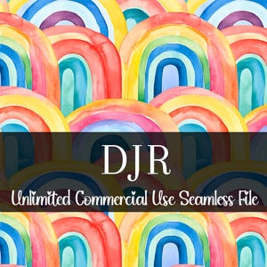 May include: A seamless pattern featuring a repeating design of colourful watercolour rainbows. The rainbows are arranged in a staggered pattern, creating a dynamic and playful look. The colours are vibrant and cheerful, making this pattern perfect for a variety of projects.