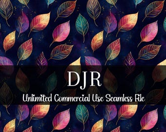 Watercolor Leaves Seamless Print | Fall Leaves Repeating Pattern | Commercial Use Print | Autumn Digital Papers | Moody Cottage Core