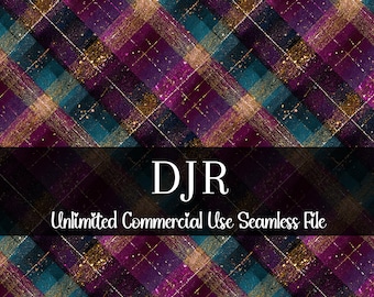 Watercolor Fall Plaid Seamless Print | Plaid Glitter Seamless Pattern | Commercial Use Pattern | Repeating Print | Watercolor Sparkle Plaid