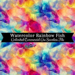 Modèle sans couture de poisson arc-en-ciel | Papier numérique aquarelle poisson | Motif poisson aquarelle | Poisson arc-en-ciel aquarelle | Motif répétitif PNG