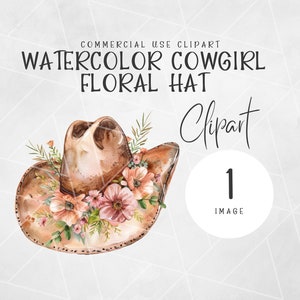Cute Cowgirl Floral Hat Clipart | Watercolor Cowgirl Clipart | Cowgirl Hat Clipart Png | Pink Floral Cowgirl Clipart | Western Clipart