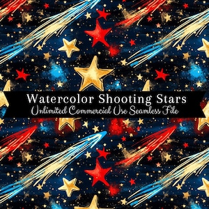 Watercolor Stars Seamless | Red White & Blue Pattern | Watercolor Patriotic Digital Paper | Independence Day | 4th of July Repeating Pattern