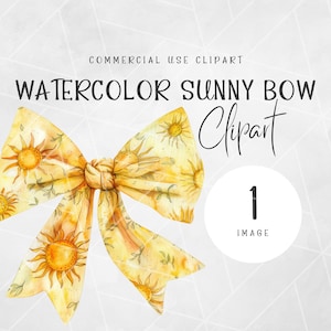Watercolor Coquette Sunshine Bow Clipart | Summer Print Bow Clipart | Yellow Bow Clipart | Coquette Clipart | Sun Bow Clipart | Retro Sun