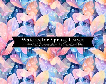 Aquarell Frühling Regen nahtlos Druck | Florales nahtloses Muster | Kommerzielle Nutzung Muster | Sich wiederholender Druck | Aquarell Regentropfen Seamless