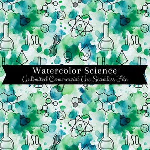 シームレスな水彩科学パターン | 水彩画の学校科目 | シームレスな化学背景 | 繰り返しパターン PNG | 商用利用 PNG
