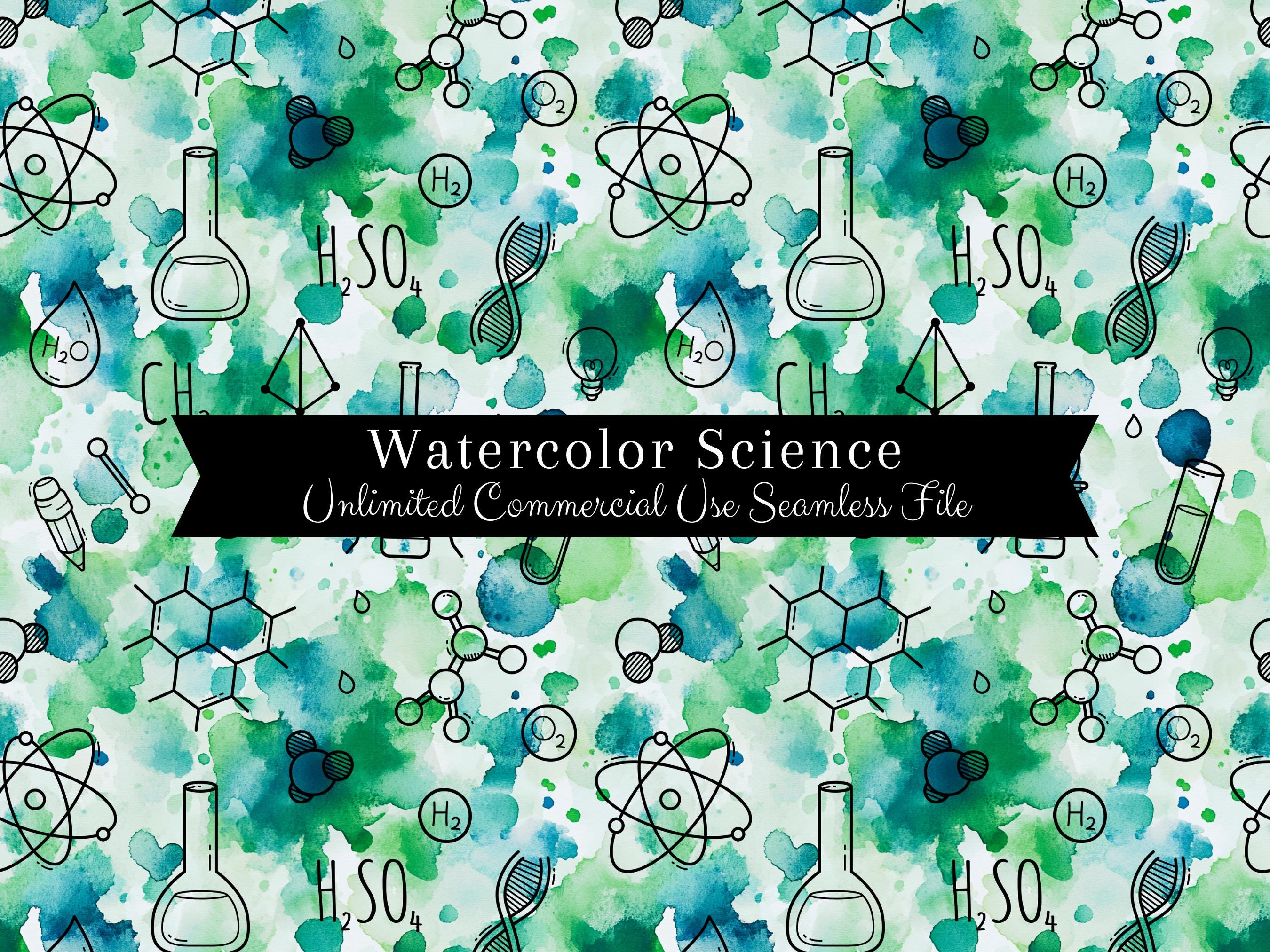 Repreating Patterns Science Seamless Watercolor Science Pattern | Watercolor School Subject ...
