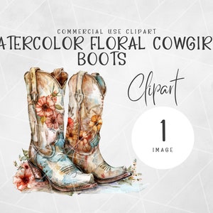 Cute Cowgirl Floral Boots Clipart | Watercolor Cowgirl Boots Clipart | Horse Cowgirl Clipart Png | Pink Cowgirl Clipart | Western Clipart