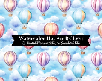 Aquarell Heißluftballon nahtlose Druck | Ballon Muster | Kommerzielle Nutzung Muster | Sich wiederholender Druck | Aquarell Heißluftballon