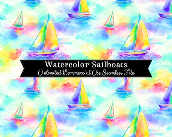 Aquarell Segelboot nahtlose Druck | Nautische Musterdesign | Kommerzielle Nutzung Muster | Sich wiederholender Druck | Aquarell Bootsmuster