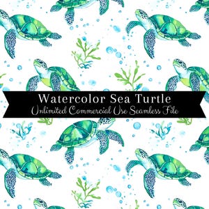 Sea Turtle Seamless Pattern | Watercolor Sea Turtle Digital Paper | Watercolor Turtle Pattern | Watercolor Ocean | Repeating Pattern PNG