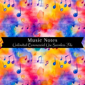 Watercolor Music Note Seamless Pattern | Watercolor Musical Digital Paper | Watercolor Music Pattern | Musical PNG | Repeating Pattern PNG