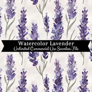 Watercolor Lavender Seamless Print | Floral Seamless Pattern | Commercial Use Pattern | Repeating Print | Watercolor Lavender Seamless PNG
