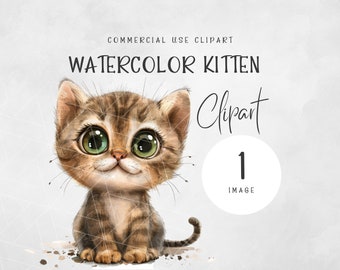 Watercolor Adorable Kitten Clipart | Funny Cat Clipart | Cute Kitten Clipart | Watercolor Cat Clipart | Commercial Use | Pet Clipart