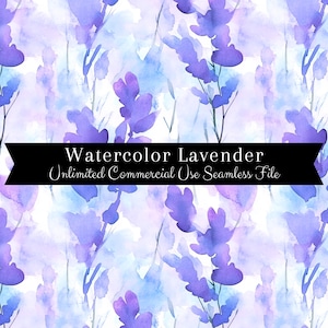 Watercolor Lavender Seamless Print | Lavender Seamless Pattern | Commercial Use Pattern | Repeating Print | Watercolor Lavender Floral PNG