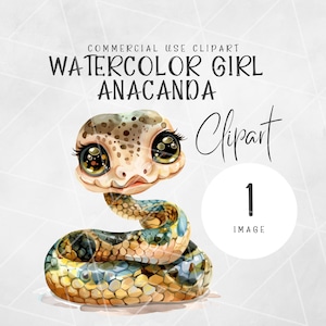 Menina Anaconda Png | Clipart de cobra fofa | Clipart de réptil | Clipart de chá de bebê | Anaconda PNG | Clipart de animais da selva | Uso comercial