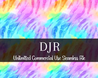 Watercolor Pastel Rainbow Tiger Print Seamless | Tiger Seamless Pattern | Commercial Use Pattern | Repeating Print | Animal Print Seamless