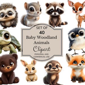 Clipart aquarelle animaux de la forêt | Clipart Animaux de la forêt | Clipart baby shower | Mignons bébés animaux | Décoration de chambre d'enfant | Ours Renard Hibou