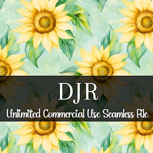 Watercolor Sunflower Seamless Print | Sunflower Floral Seamless Fabric Pattern | Commercial Use | Autumn Sunflower Repeating Print | Digital
