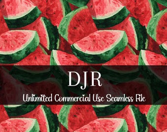 Seamless Watermelon Pattern | Watercolor Melon Print | Fruit Backgrounds File | Repeating Summer Fruit Pattern | Commercial Rights PNG