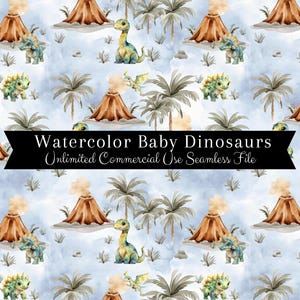 Baby Dinosaur Seamless Pattern | Seamless Pattern for Fabric | Cute Jurassic Digital Paper | Kids Background | Repeating Design for Boys