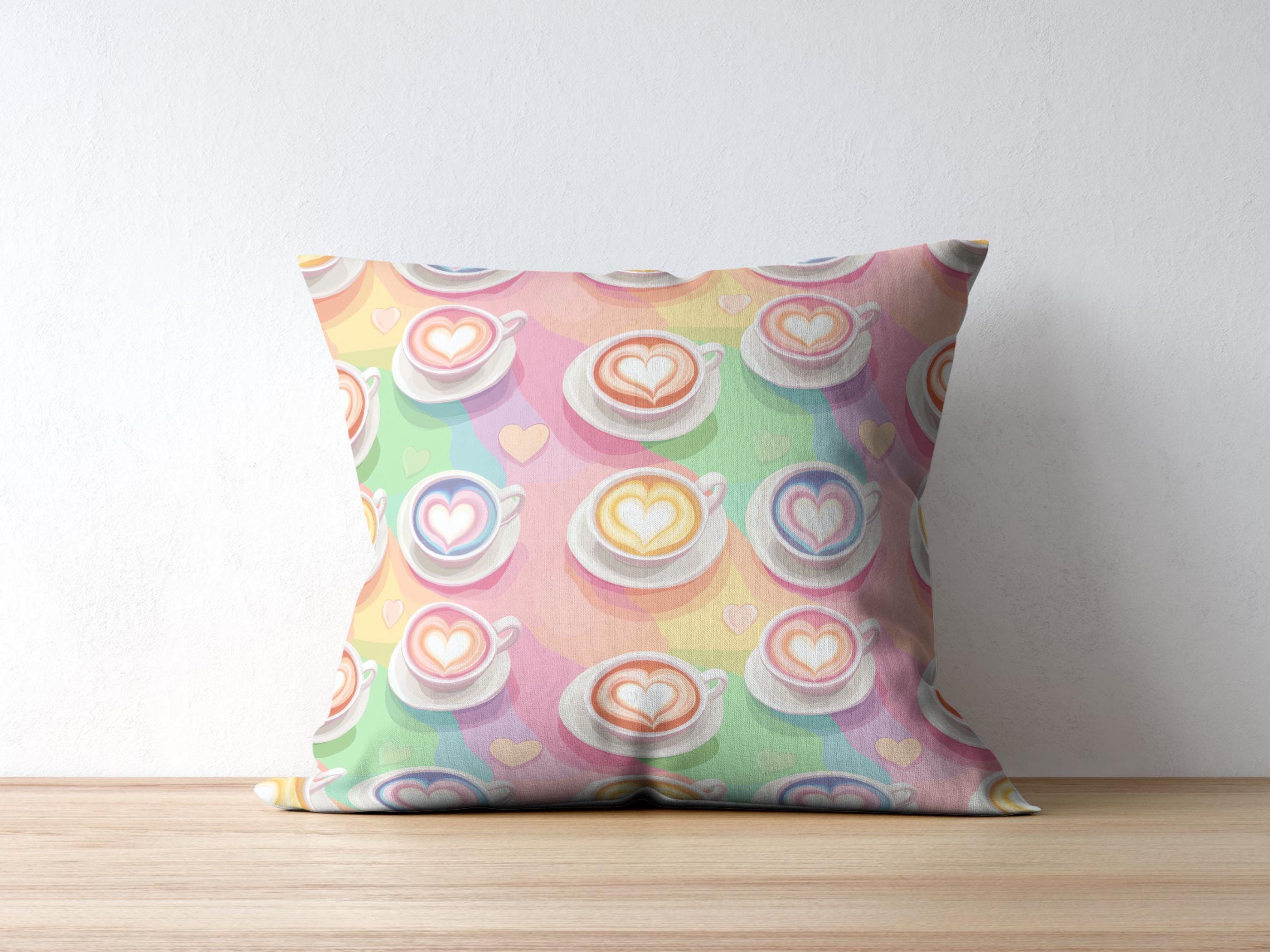 Rainbow Coffee Heart Seamless Pattern | Watercolor Coffee Digital Paper ...