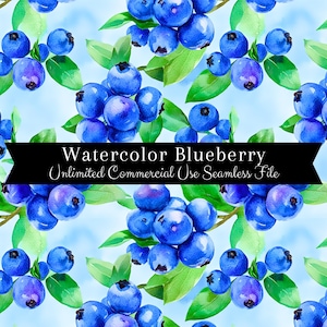 Blaubeere Muster | Aquarell Blaubeere Print | Obst Hintergründe Nahtlose Datei | Sich wiederholendes Muster PNG | Kommerzielle Rechte PNG