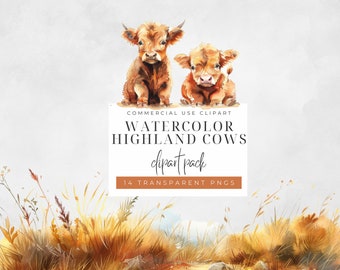 Bebé Highland Cow Clipart PNG, Acuarela Highland Cow, Floral Girasol Clipart PNG, Pastizales Clipart, Becerro Clipart, Clipart Occidental