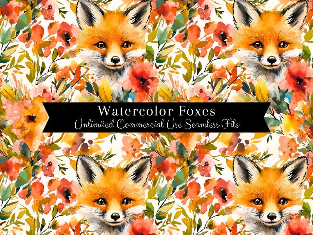 Seamless Fox Pattern | Watercolor Fox Print | Spring Fox Backgrounds ...