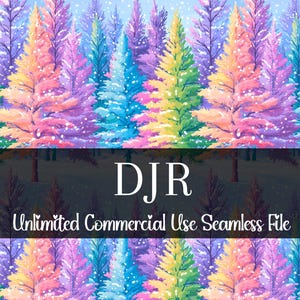 Modèle sans couture d'arbre à feuilles persistantes arc-en-ciel pastel | Papier numérique aquarelle pour les fêtes | Motif de Noël pastel | Motif répétitif hivernal PNG
