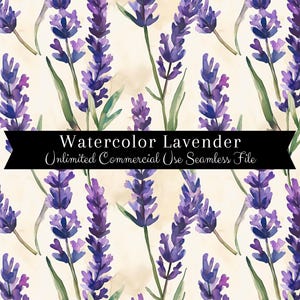 Watercolor Lavender Seamless Print | Floral Seamless Pattern | Commercial Use Pattern | Repeating Print | Watercolor Lavender Seamless PNG