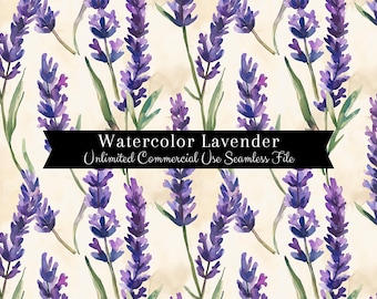 Naadloze aquarel lavendel print | Naadloos bloemenpatroon | Patroon voor commercieel gebruik | Herhalende afdruk | Naadloze aquarel, lavendel, png