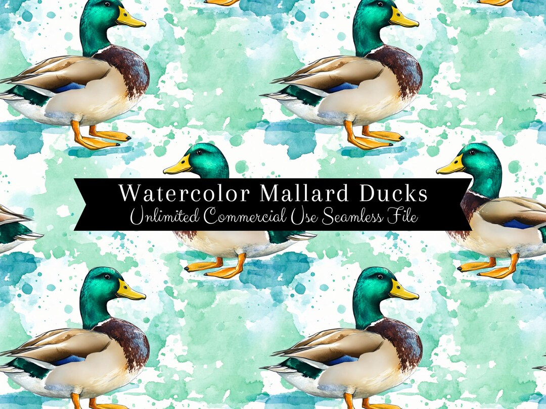 Seamless Mallard Duck Pattern | Watercolor Ducks | Hunting Backgrounds ...