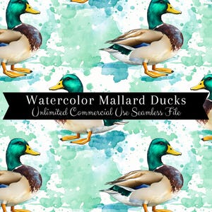 Nahtloses Stockenten-Enten-Muster | Aquarell Enten | Jagd Hintergründe Seamless File | Sich wiederholendes Muster PNG | Exklusivrechte PNG