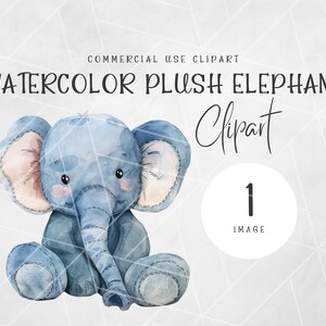 Aquarell genähter Elefant Stofftier Clipart | Safari Dschungel Clipart | Kinderzimmer Clipart | Dschungel Clipart | Baby Tiere Clipart