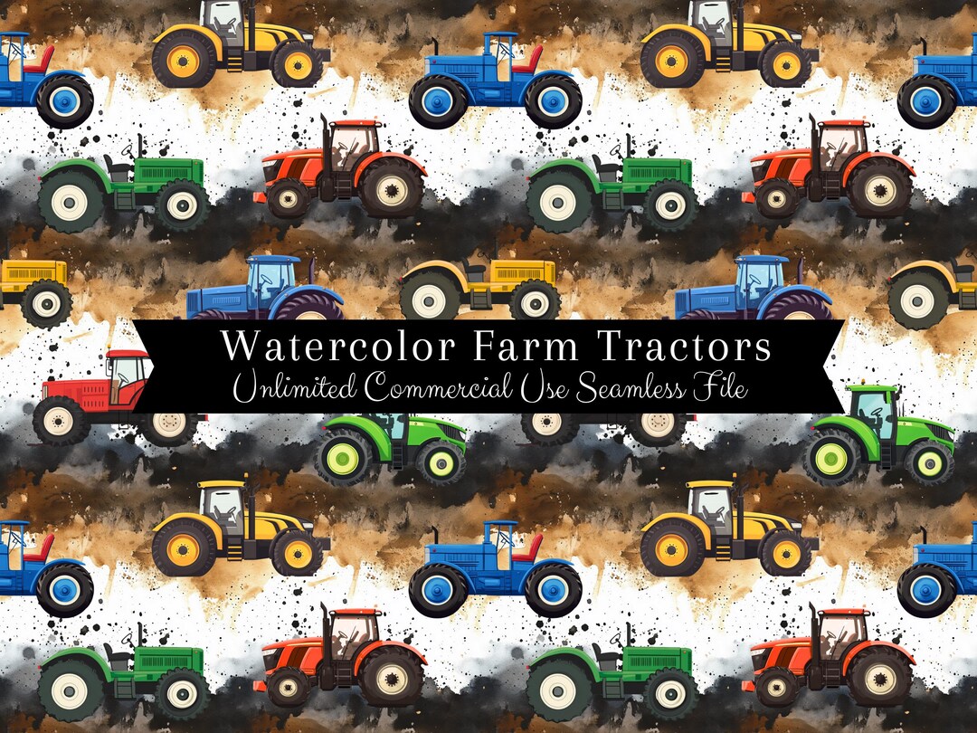 Tractor Seamless Repeating Pattern, Digital Farm Design for Kids, Cute ...