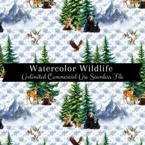 Seamless Wildlife Mallard Duck Pattern | Watercolor Bears | Hunting Backgrounds Seamless File | Repeating Pattern PNG | Winter Hunting Print