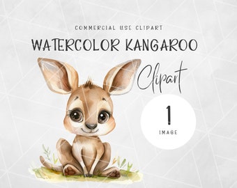 Cucciolo di canguro PNG / Clipart animali australiani / Clipart acquerello / Clipart canguro / Clipart Australia / Animali australiani / Fogliame PNG