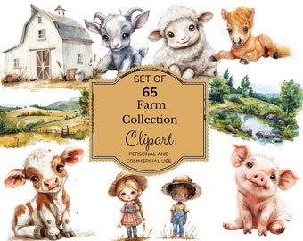 Baby Farm Animals Clipart | Baby Shower Clipart | Nursery Clipart | Farm Animals Clipart | Horse Clipart | Farm Baby Animal Png