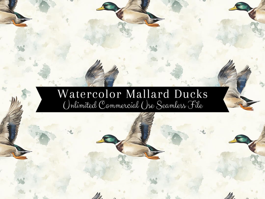 Seamless Mallard Duck Pattern | Watercolor Ducks | Hunting Backgrounds ...