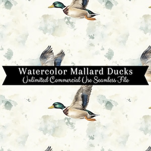 Nahtloses Stockenten-Enten-Muster | Aquarell Enten | Jagd Hintergründe Seamless File | Sich wiederholendes Muster PNG | Exklusivrechte PNG