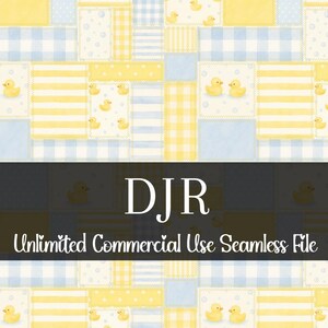 Seamless Baby Rubber Duck Patchwork Pattern | Watercolor Rubber Duckie | Nursery Newborn Seamless File | Repeating Pattern PNG | Bubbles